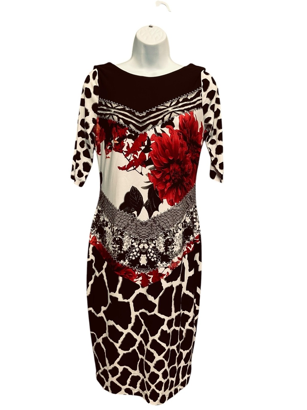 Picadilly Floral Animal Print Stretchy Sheath Dress Size S